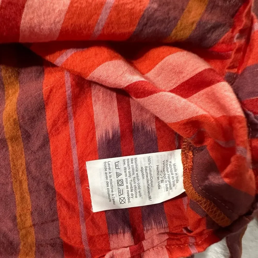 Madewell Ikat Peasant Popover Top puffed sleeve size small